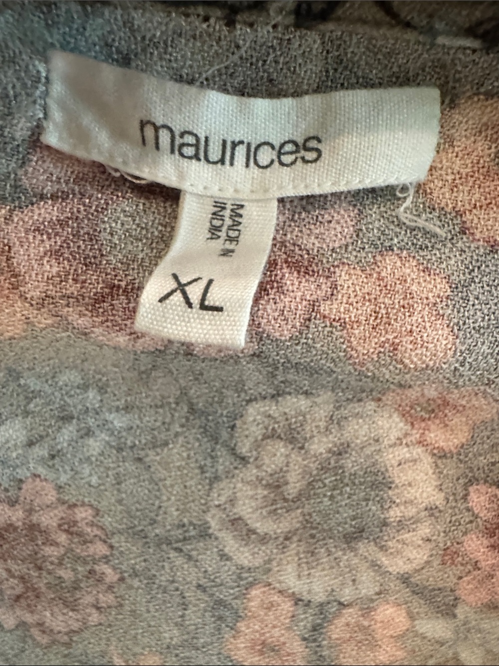 Maurices Dusty GreenFloral Wrap Top with Peach and Cream Blooms - Picture 2 of 12